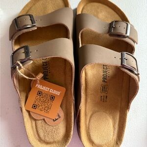 Project Cloud Tan Sandals with Buckles NEW